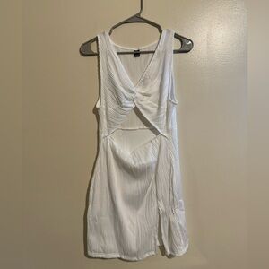 SHEIN White twist front cut out split hem dress
